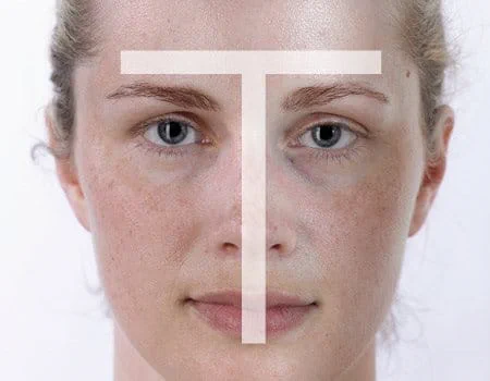 Woman´s face with combination skin
