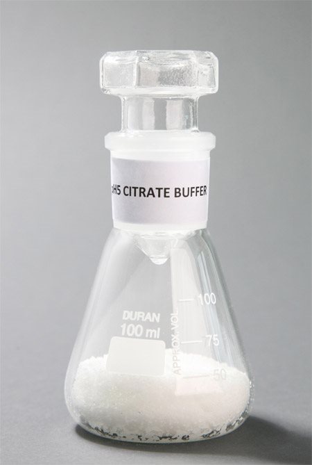 conical flask with pH5 Citrate Buffer