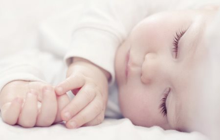 Baby in a sleeping position.